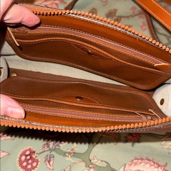 Dooney & Bourke Cream and Tan Pebbled Leather Crossbody - Picture 6 of 7